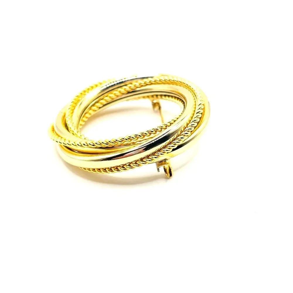 Elegant Round Textured Gold Brooch